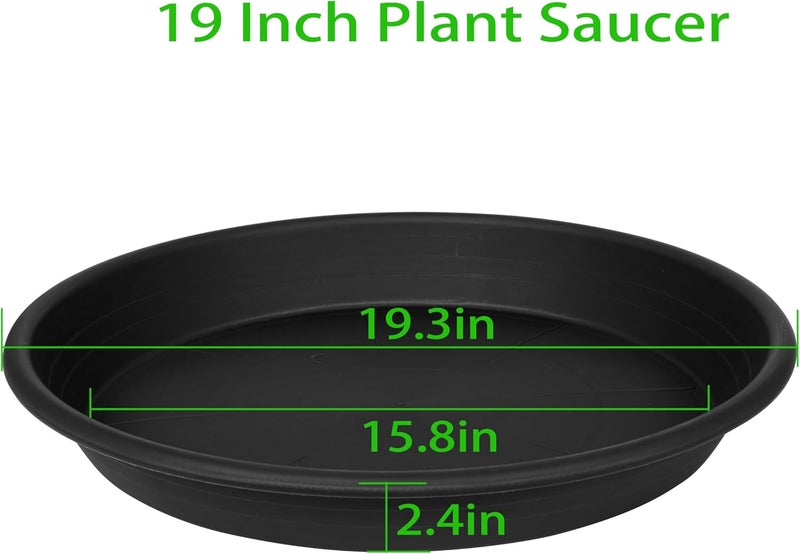 Grjoprt 2 Pack of 19 inch Plant Saucer, 2.4" Depth Large Plant Saucer, Heavy Sturdy Plant Drainage Tray for Indoors, Bird Bath Bowls, Sturdy 18 inch Plastic Pot Tray for Planter 15-19"(Black) - Image 2
